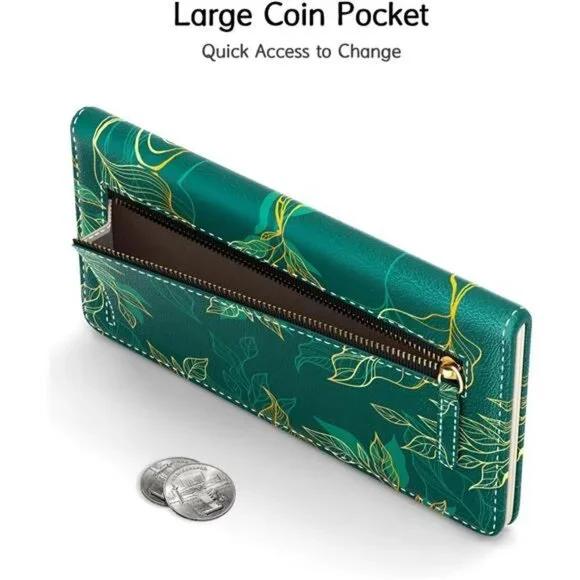 Women's Wallet, RFID Slim Wallets Green Desing - Picture 6 of 9